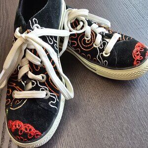 One-of-a-Kind Hand Embroidered Sneakers - Custom Design, Like New!